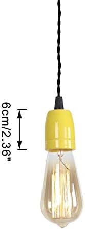 3-Lights H Track Pendant Light Yellow Ceramic E26 Base Retro Design