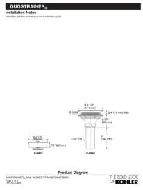 Kohler K-8803-SN 3-12-4 Sink Strainer Basket Less Drain Nickel