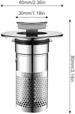 Stainless Steel Sink Hair Catcher with Pop Up Mechanism