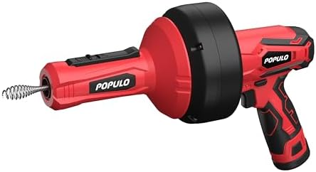 POPULO 12V Cordless 17ft Drain Auger