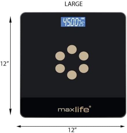 Max Life Digital Body Weight Scale with Large 12 Inch Tempered Glass Display