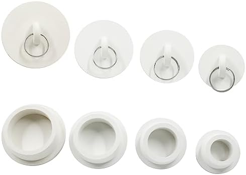 4 Pack White Rubber Sink Stopper with Pull Ring 1