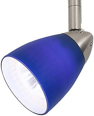 Benzara Adjustable Track Light Head with Blue Glass Shade