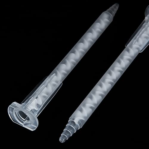ZIQI 100 Pcs Epoxy Resin Mixing Nozzle Tips 11 Ratio 17 Cascades White