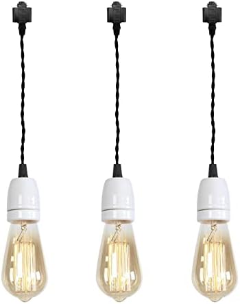 3-Lights H Track Lighting with White Ceramic E26 Base