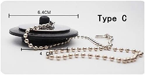 2 Pcs Universal Bathtub Plug with Chain Drain Stopper 1