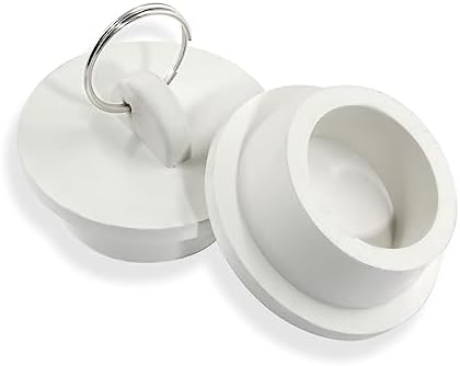 2Pcs White Rubber Drain Stoppers with Hanging Ring