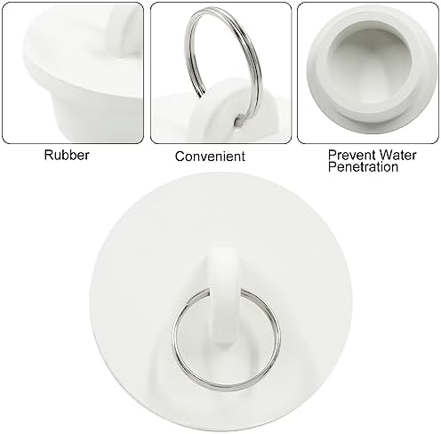 4 Pack White Rubber Sink Stopper with Pull Ring 1