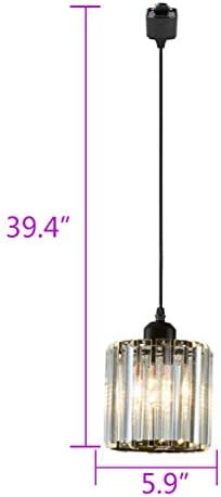 Kiven One Light Track Light with Crystal Pendant Matte Black Finish