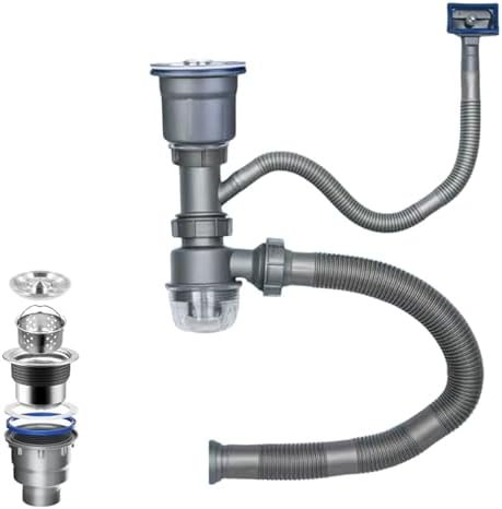QruiLanTu Single Sink Drain Kit Flexible P-Trap 3-12 Inch