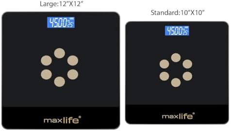Max Life Digital Body Weight Scale with Large 12 Inch Tempered Glass Display