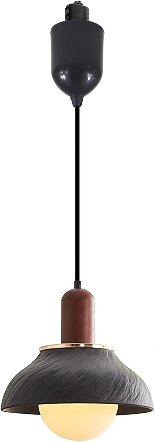 Kiven L Style 2-Wire Track Pendant Light with Black Ceramic Shade