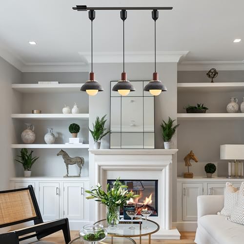 Kiven L Style 2-Wire Track Pendant Light with Black Ceramic Shade