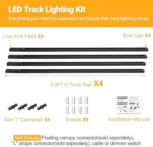 TuyuBEE 13FT H Track Lighting Rail Kit - Black