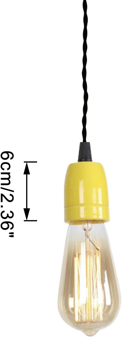 3-Lights H Track Pendant Light Yellow Ceramic E26 Base Retro Design