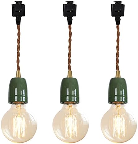 KAYYELAMP Green E26 Ceramic Base J Track Pendant Light Set of Three