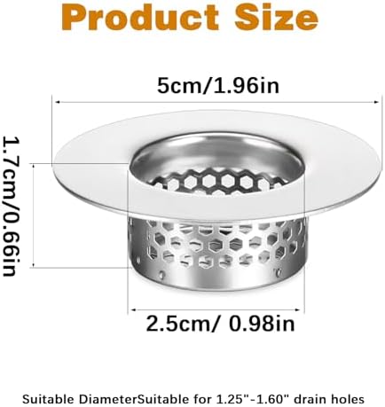 3pcs Stainless Steel Sink Strainers for Bathroom and Kitchen Use