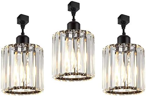 Kiven 3-Lights J-Series Track Pendant Dimmable Industrial Crystal Lights