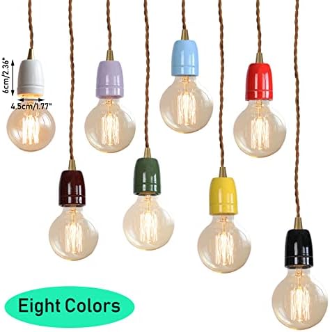 Blue E26 Ceramic Base Pendant Light Set of Three