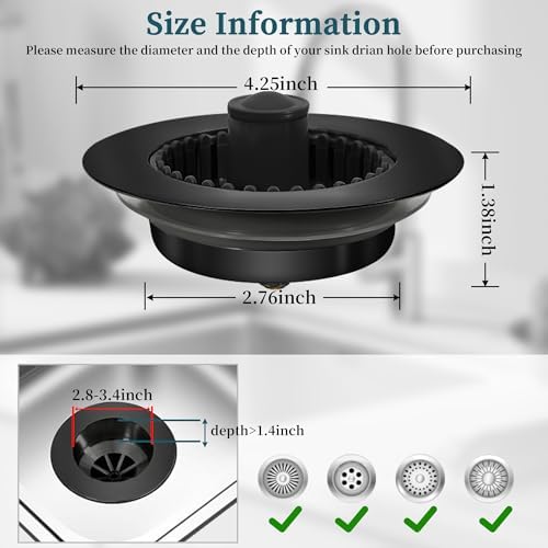 FEIOOD 3 in 1 Kitchen Sink Strainer and Stopper