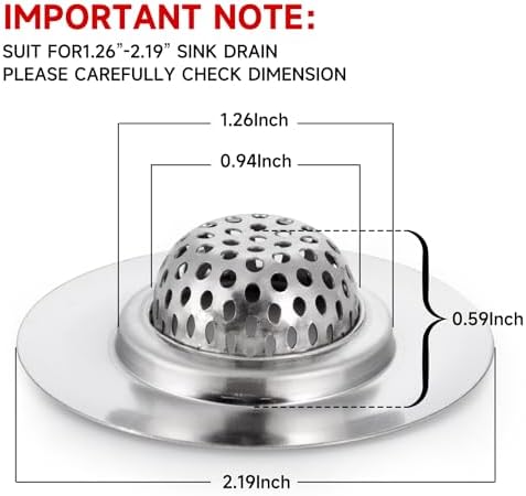 2PCS Bathroom Sink Drain Strainer Cover with Hair Catcher