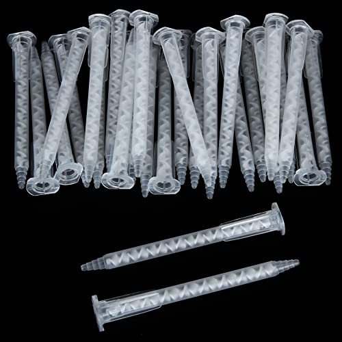 ZIQI 100 Pcs Epoxy Resin Mixing Nozzle Tips 11 Ratio 17 Cascades White