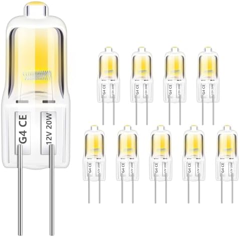20W G4 Halogen Light Bulb 12V 2 Pin 10 Pack