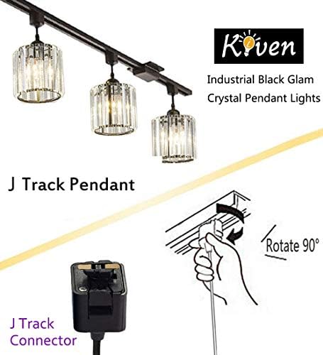 Kiven 3-Lights J-Series Track Pendant Dimmable Industrial Crystal Lights