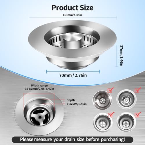 Upgraded 3 in 1 Kitchen Sink Drain Strainer