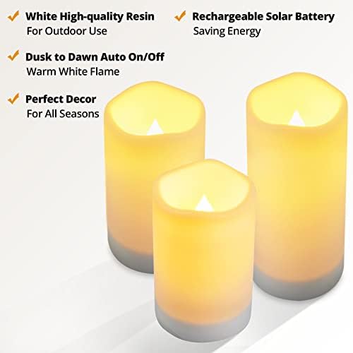 NURADA Solar Powered Flameless Candles - Waterproof Rechargeable Set