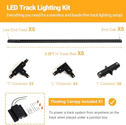 TuyuBEE 20FT H Track Lighting Rails Kit - Black