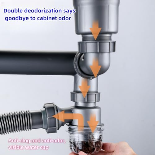 QruiLanTu Single Sink Drain Kit Flexible P-Trap 3-12 Inch