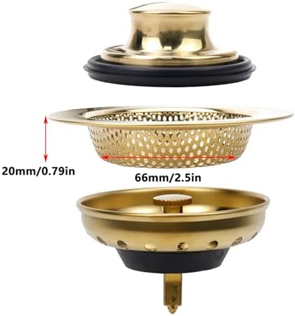 Antrader Gold Drain Strainer Set 3Pcs Stainless Steel