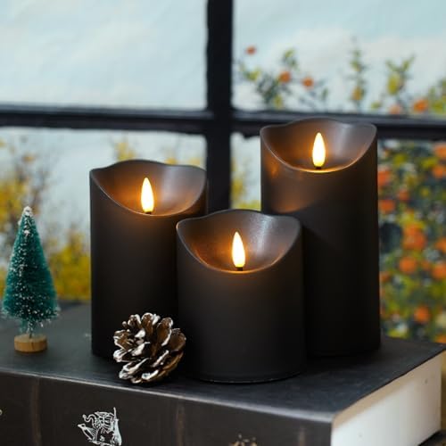 Nimiko Flameless Candles with Remote Control Set of 9 Black