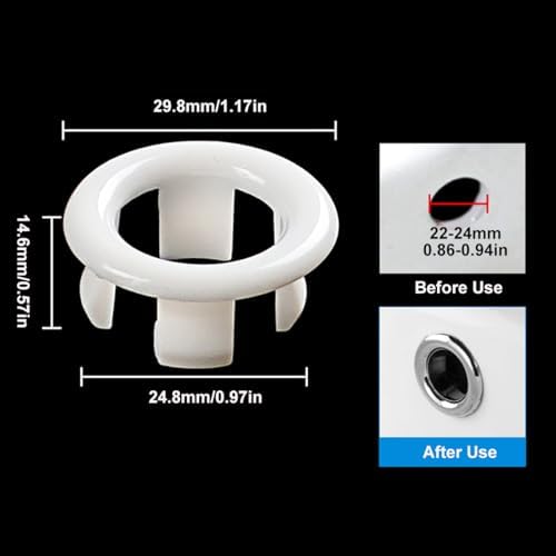 4-Pack White Sink Overflow Hollow Rings 248mm