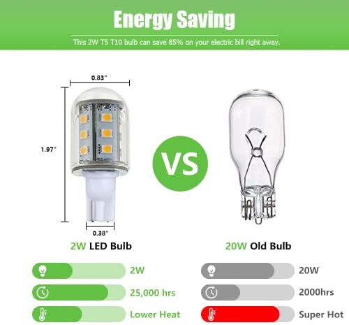 Makergroup T5 T10 LED Bulb 6pcs 2Watt Cool White 6000K Outdoor Use