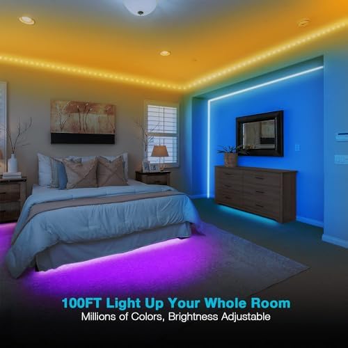 Dalattin 100ft LED Strip Lights with Bluetooth and IR Control