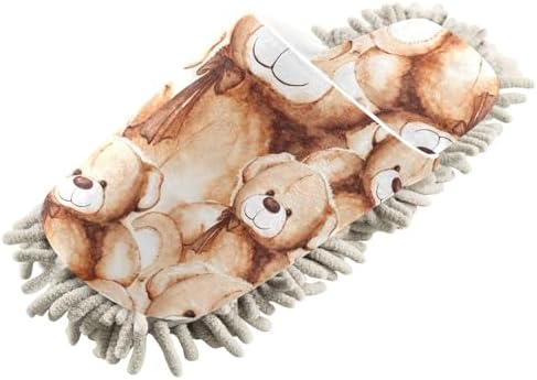 Sinestour Teddy Bear Mop Slippers for Floor Cleaning