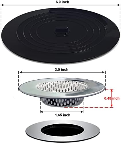 Huntonry 2PCS Drain Strainer Stopper Kit for Bathtub Shower and Sink