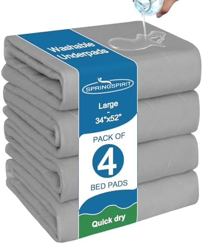 Washable Waterproof Bed Pads 4 Pack 34 x 52 Grey