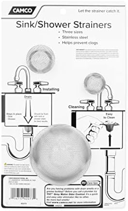 Camco Drain Strainers 3-Pack - Prevent Clogs Keep Plumbing Clean
