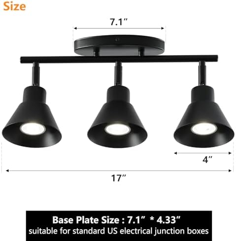 Vivihobb Black Track Lighting Fixture with E26 Base