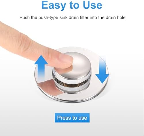 Uxcell Pull-Up Sink Stopper with Seal Ring Silver 1