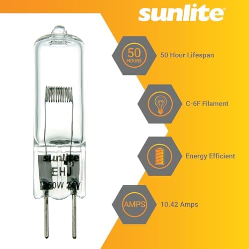 Sunlite T4 EHJ Clear Bi-Pin Light Bulb 250W 24V 8000 Lumens