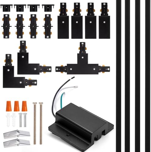 iCreating 13ft Black H Track Lighting Rails Kit