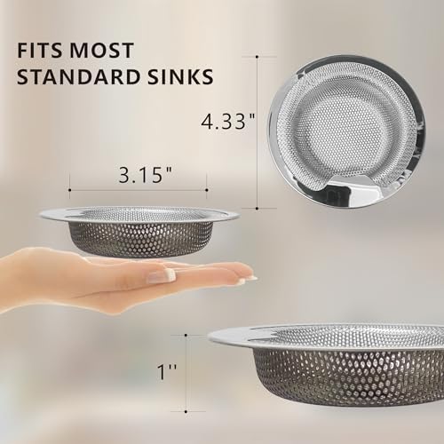 JATYP 2 Pack Stainless Steel Kitchen Sink Strainer with Upgrade Handle