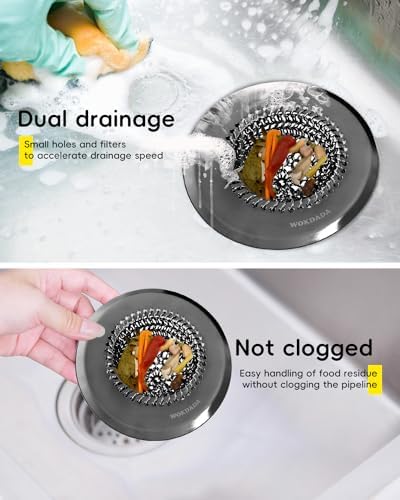 Wokdada Black Reversible Sink Strainer with 304 Stainless Steel