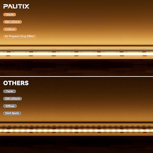 PAUTIX 2700K COB LED Strip Light 164ft Dimmable with RF Remote Timer