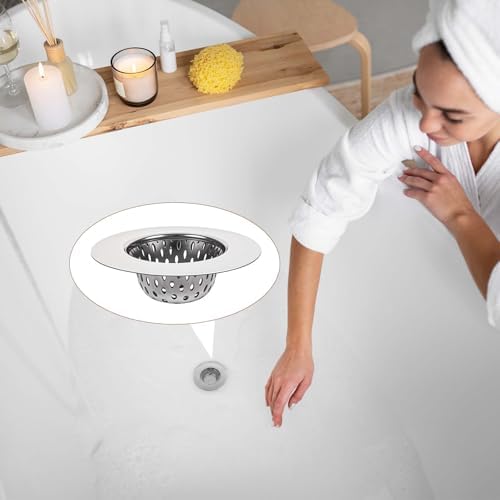2PCS Stainless Steel Sink Drain Hair Catcher for Bathroom and Laundry