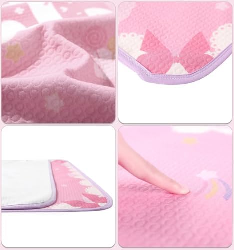 Landofgenie Pink Candy Castle Bed Pad Waterproof Reusable for Adults